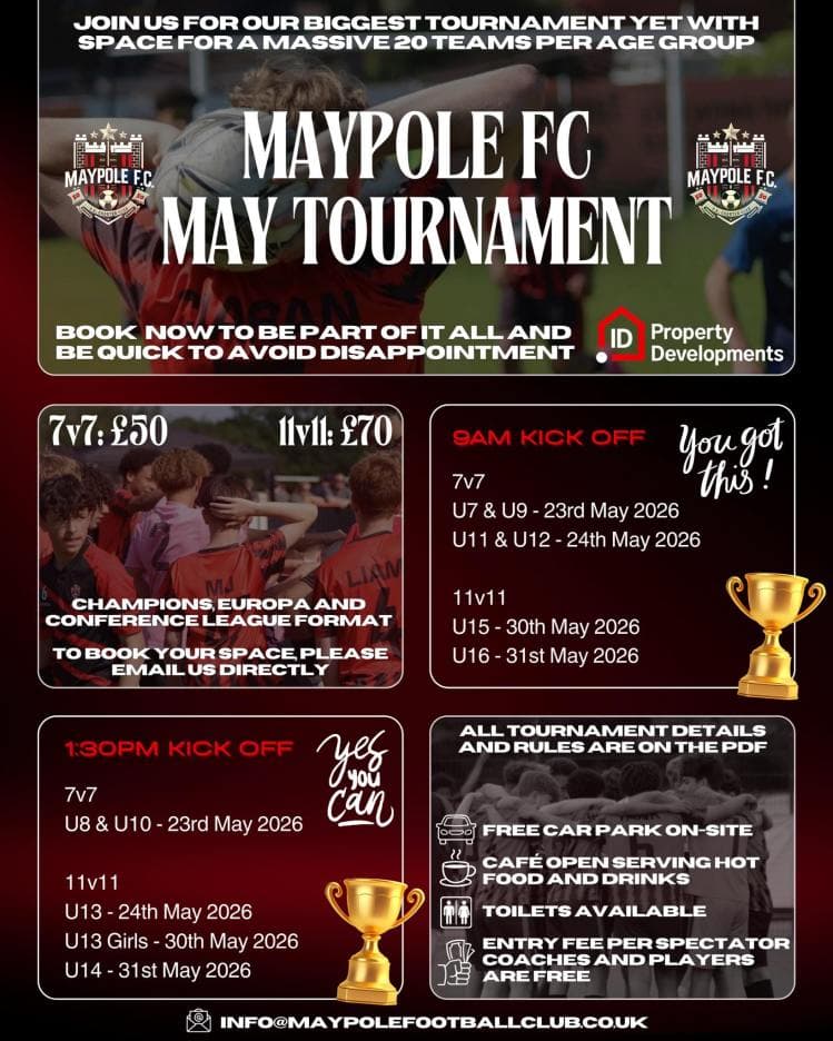Maypole FC May Tournament flyer