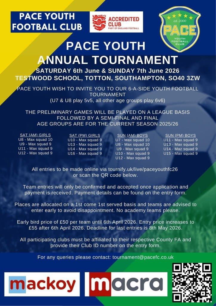 Pace Youth FC Tournament flyer