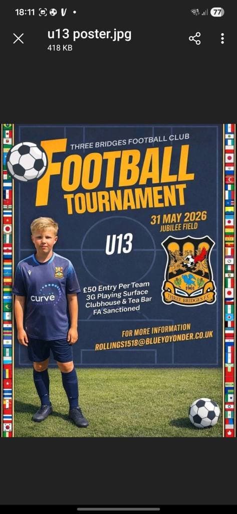 Three Bridges Football Tournament flyer