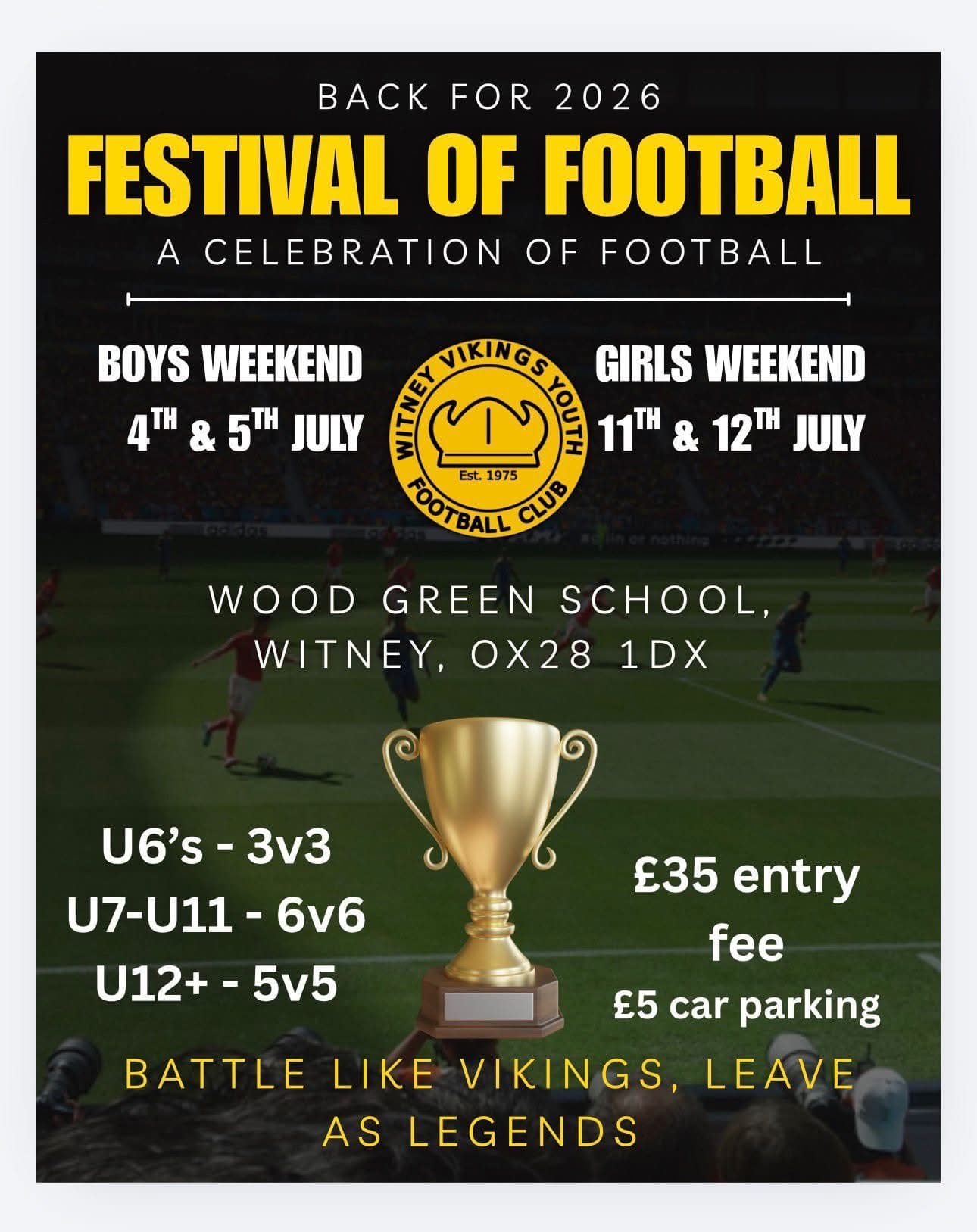 Witney Vikings Festival of Football 2026 — Boys Weekend