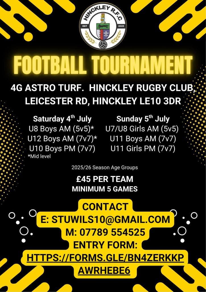 Hinckley RFC Tournament flyer