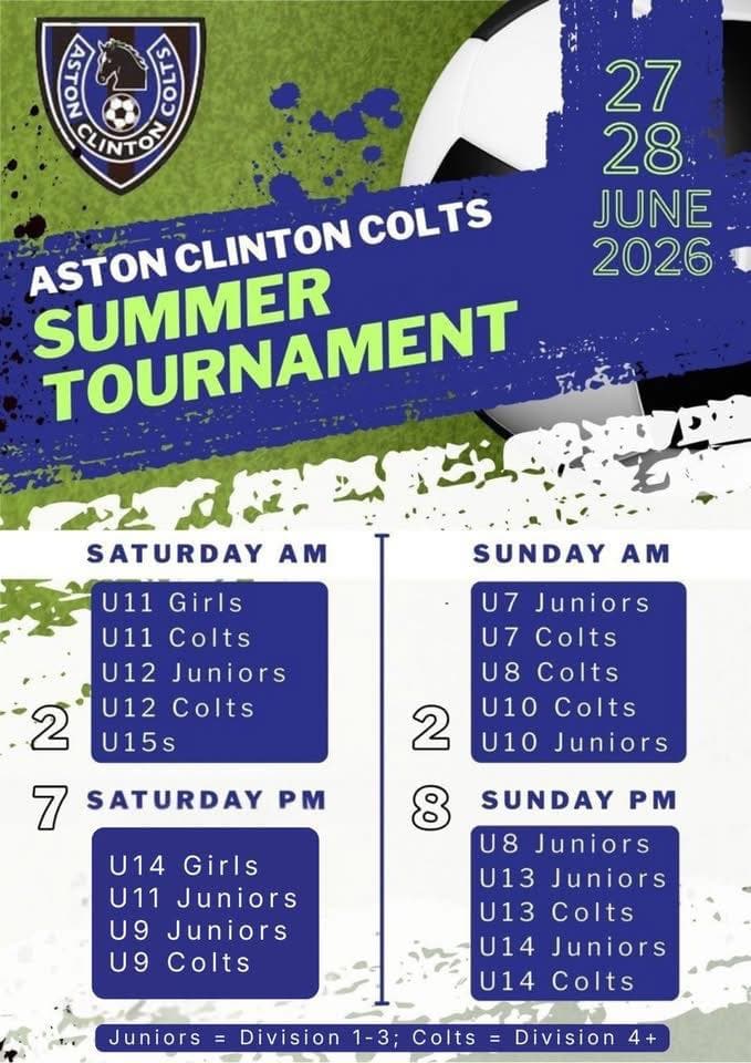 Aston Clinton Colts Summer Tournament flyer