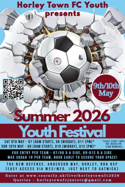 Horley Town FC Youth Tournament flyer