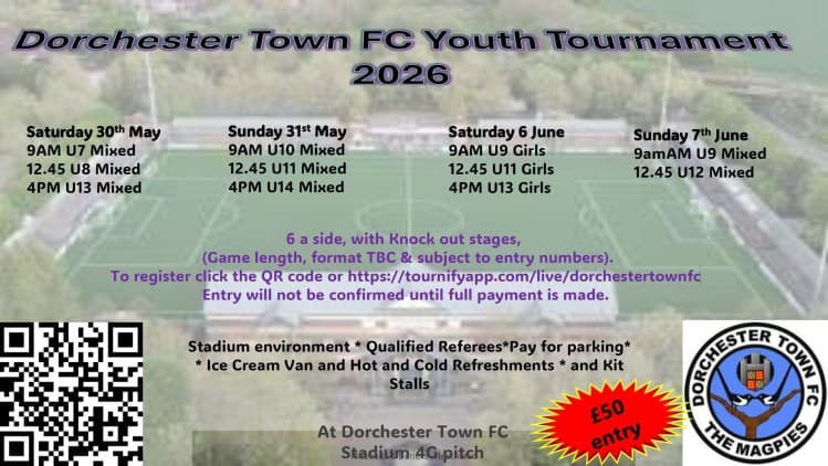 Dorchester Town FC Youth Tournament flyer