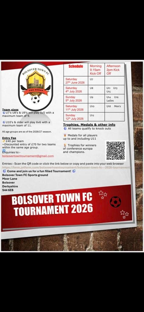 Bolsover Town FC - 2026 Tournament flyer