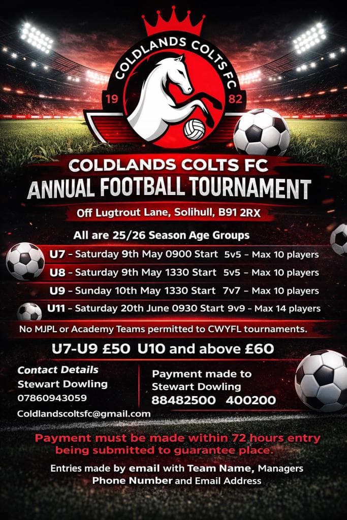 Coldlands Colts FC Annual Football Tournament flyer