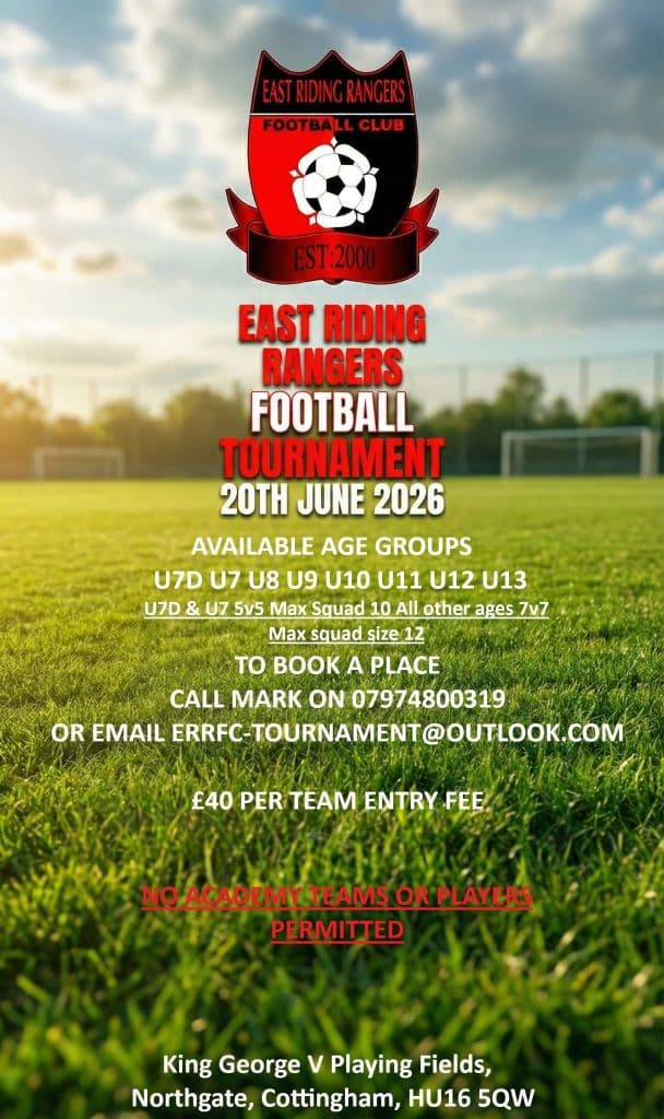 East Riding Rangers Football Tournament flyer