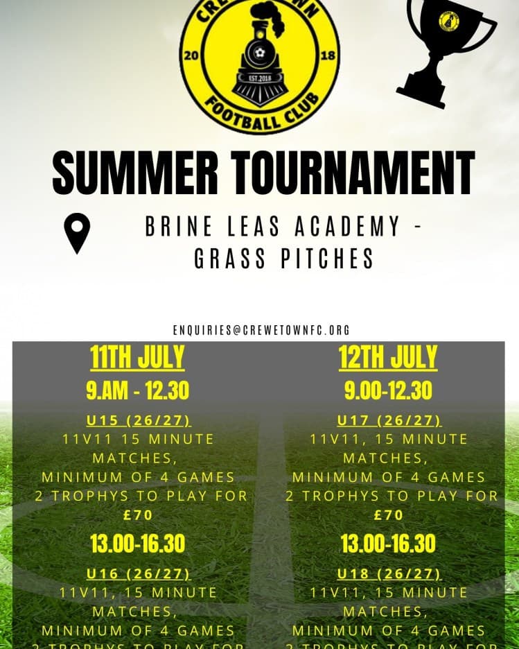 Crewe Town FC Summer Tournament flyer