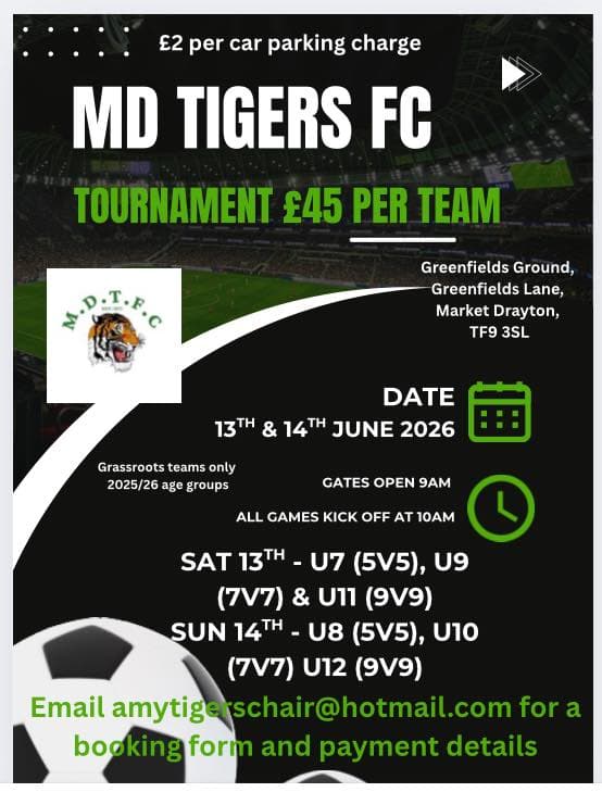 Market Drayton Tigers Tournament flyer