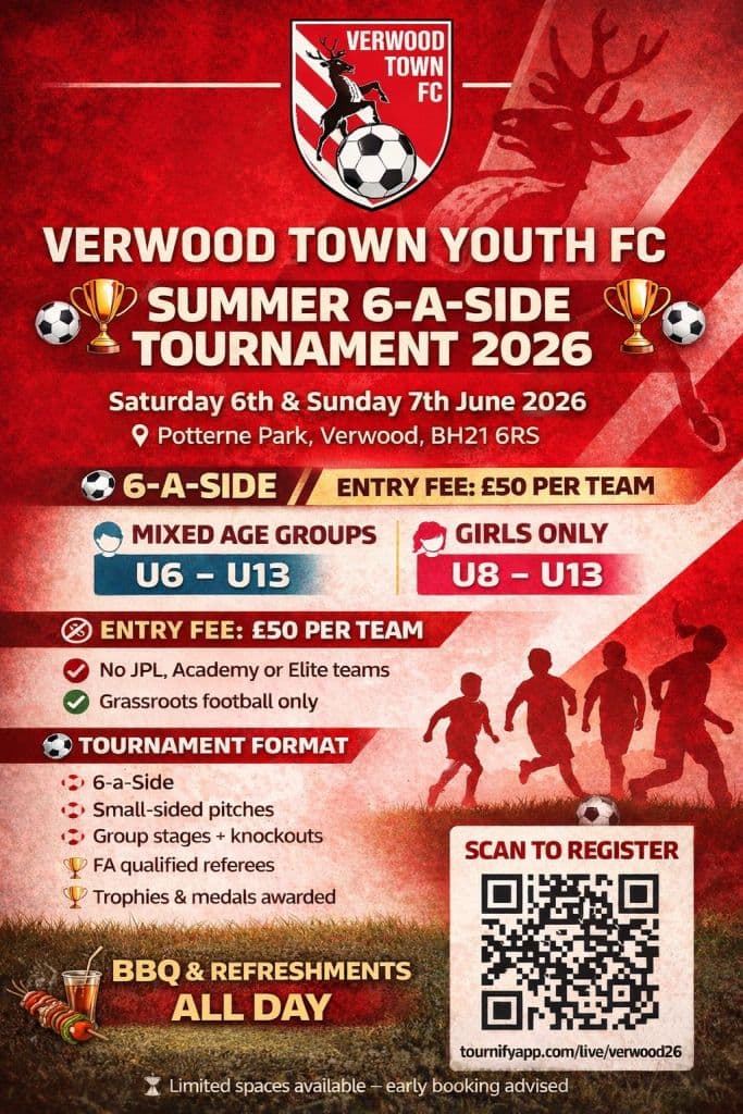 Verwood Town 6 a side Tournament flyer