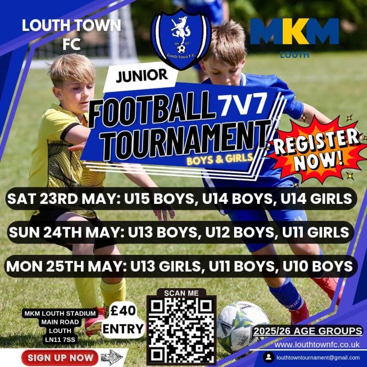 Louth Town FC Junior Tournament flyer