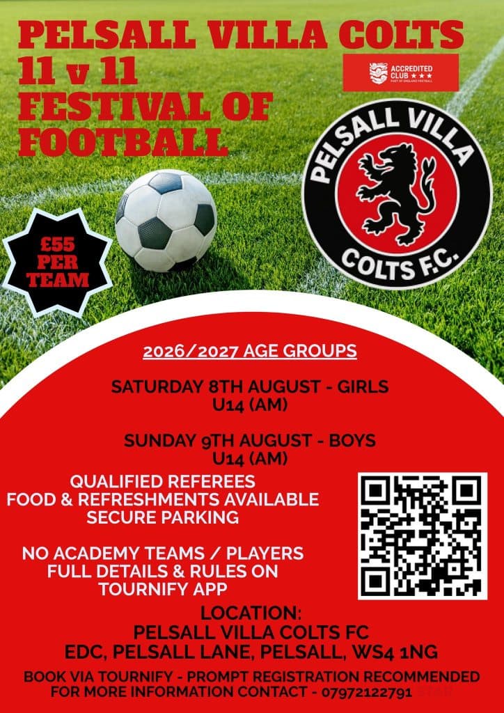 Pelsall Villa Colts 11v11 Tournament flyer