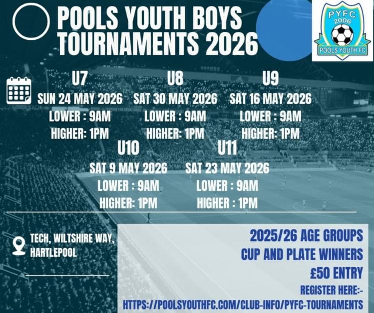 Pools Youth Boys Tournaments flyer
