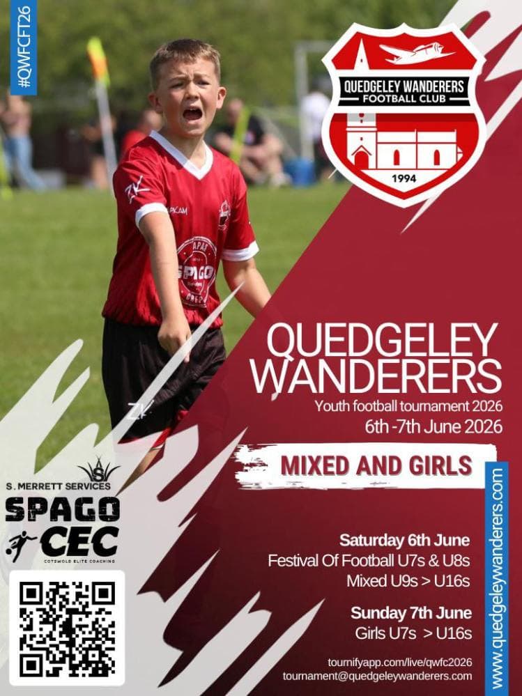Quedgeley Wanderers FC 2026 Youth Football Tournament - GIRLS ONLY flyer