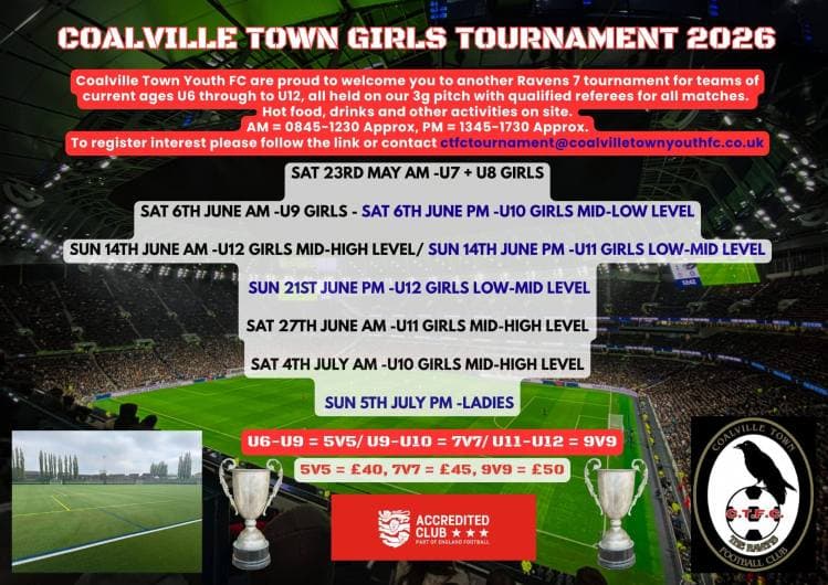 Coalville Town Youth FC Tournament - GIRLS ONLY