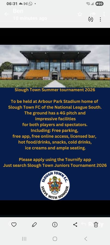 Slough Town Junior's Tournament flyer
