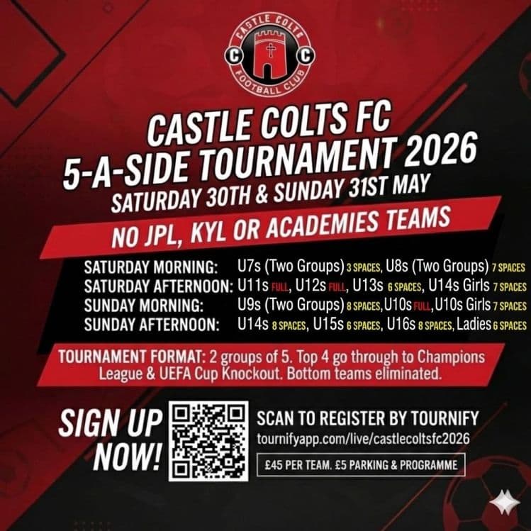 Castle Colts FC Tournament flyer
