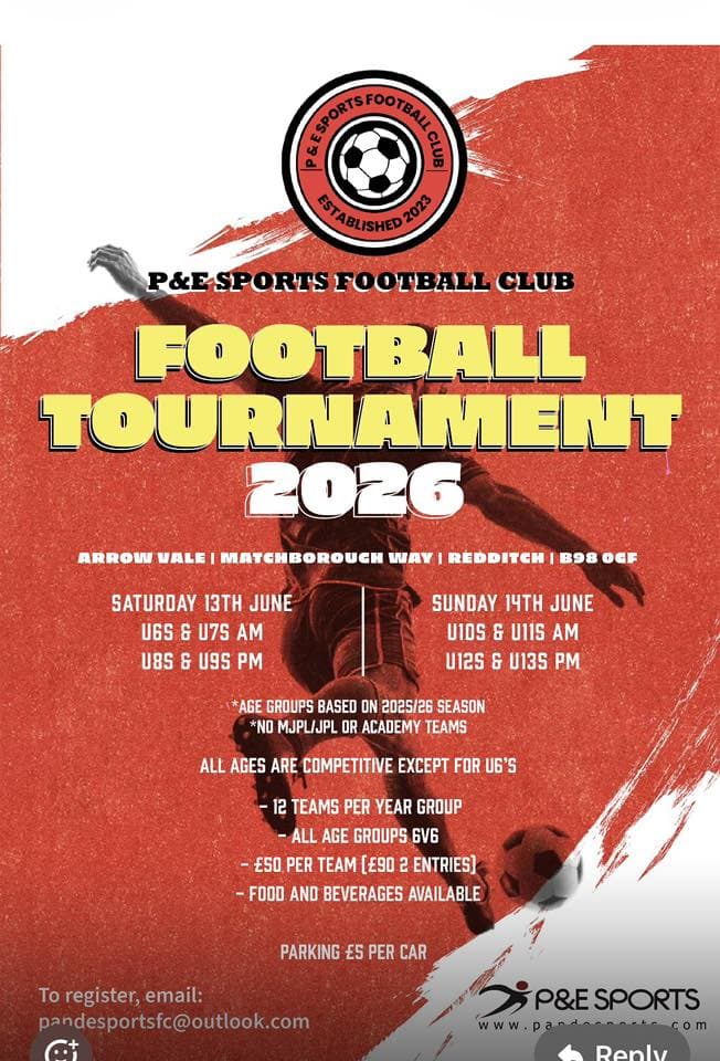 P & E Sports Football Tournament flyer