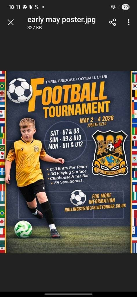 Three Bridges Football Tournament flyer