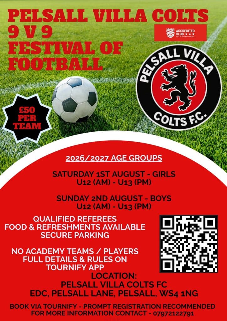 Pelsall Villa Colts 9v9 Tournament flyer