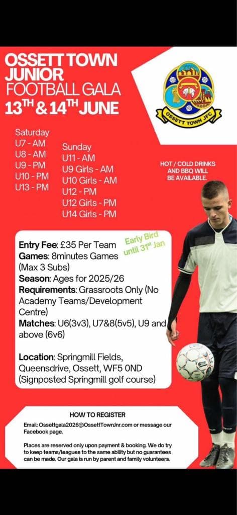 Ossett Town Juniors 2026 Gala