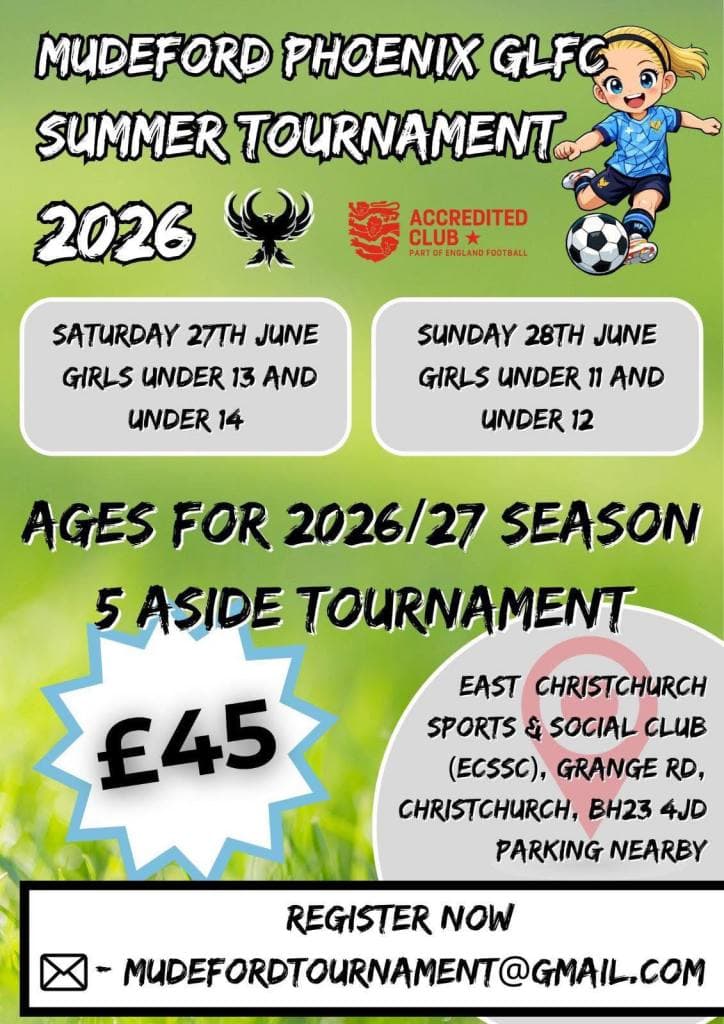 Mudeford Phoenix GLFC Summer Tournament - GIRLS ONLY flyer