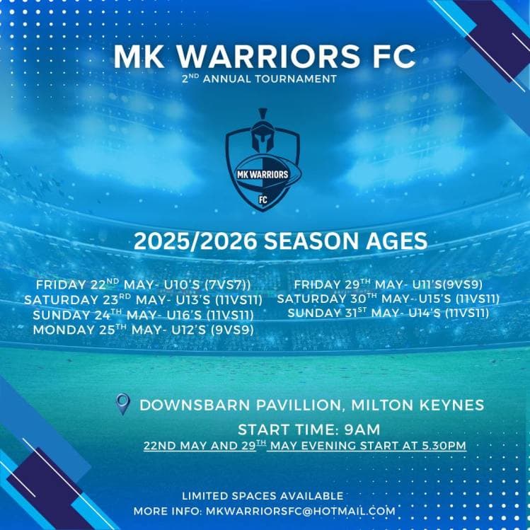MK Warriors FC Summer Tournament flyer