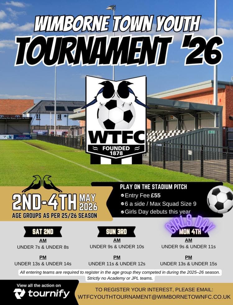 Wimborne Town Youth Tournament flyer