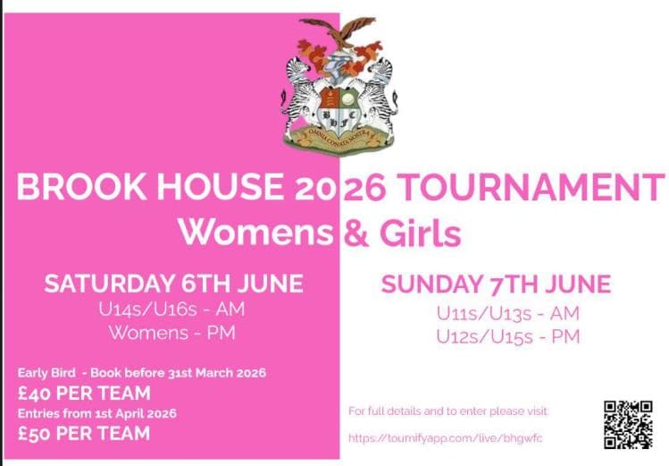 Brook House Women & Girls 2026 Tournament flyer