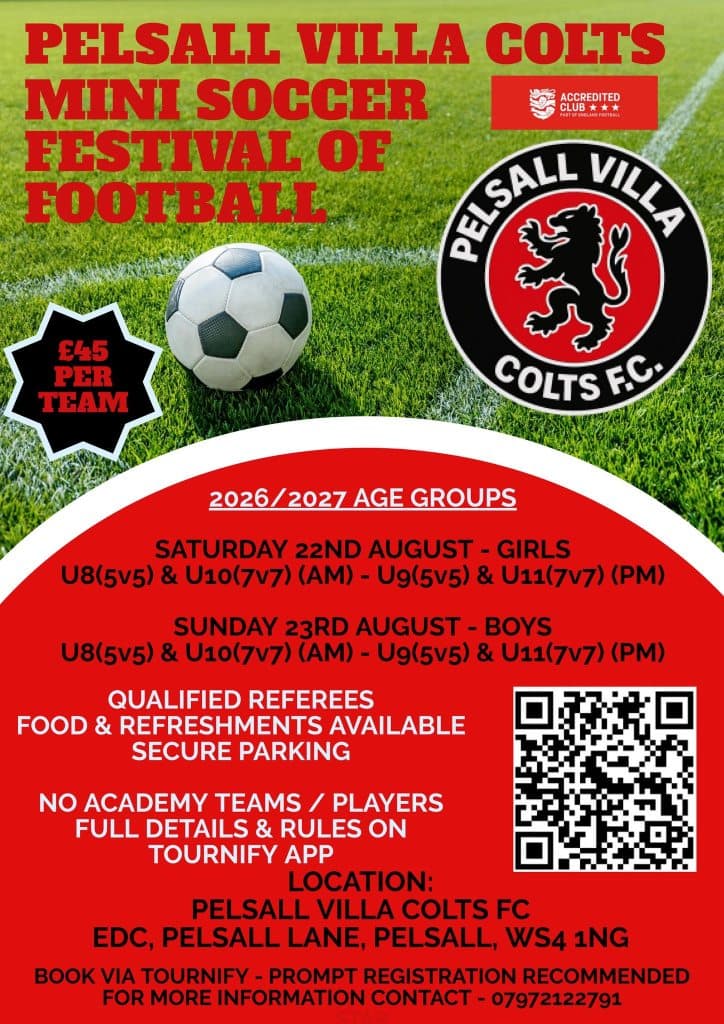Pelsall Villa Colts Mini Soccer Tournament - GIRLS ONLY flyer