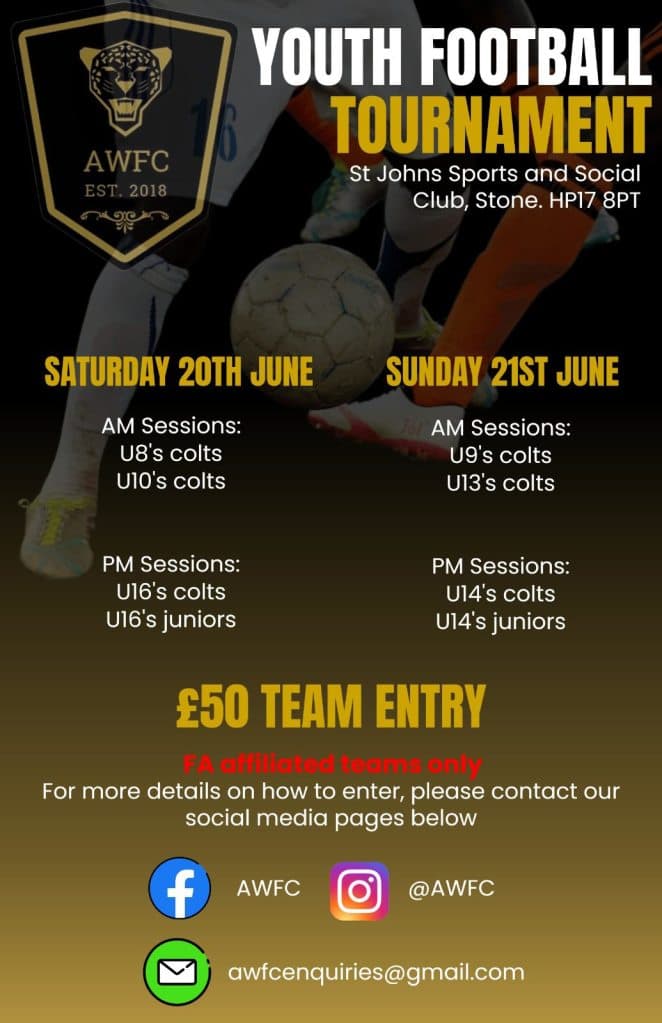 AWFC Youth Football Tournament flyer