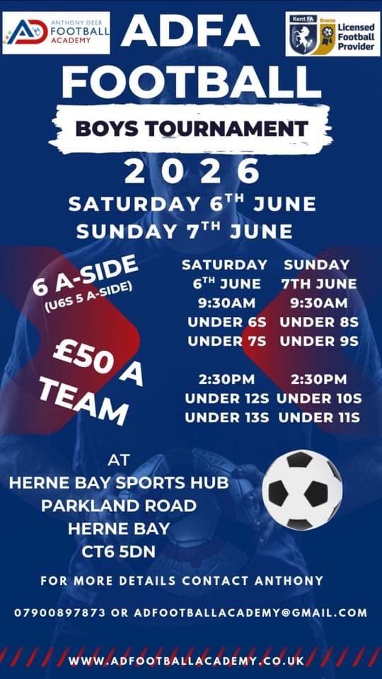 ADFA Football Tournament flyer