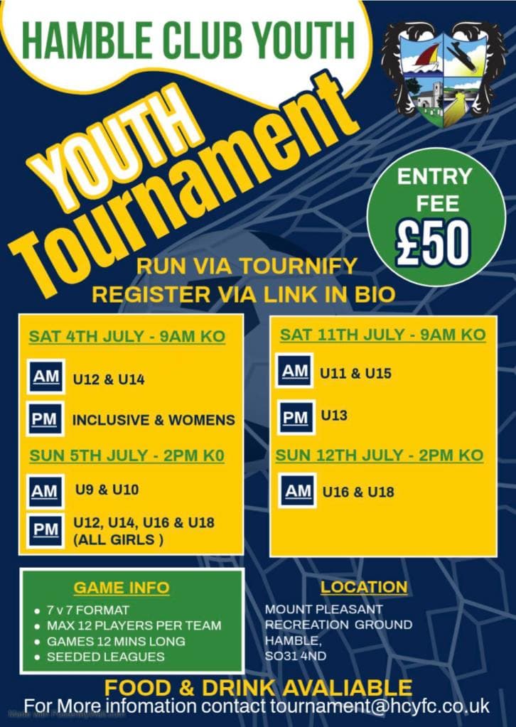 Hamble Club Fc Tournament flyer