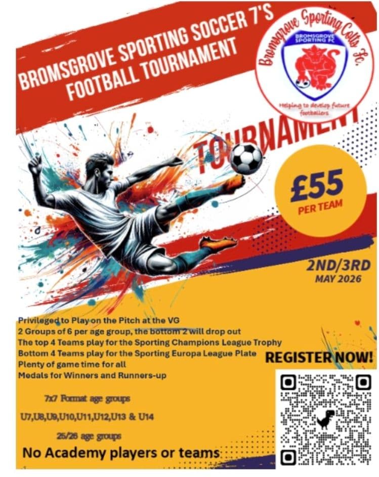 Bromsgrove Sporting FC Soccer 7's Tournament flyer