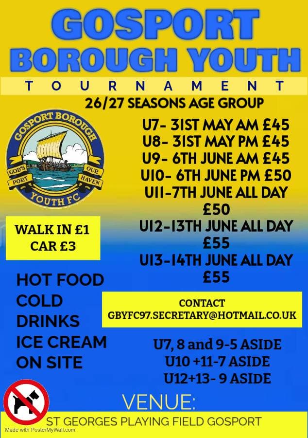 Gosport Borough Youth Tournament flyer
