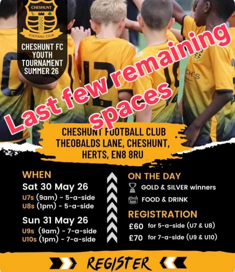 Cheshunt Tournament 2026 flyer