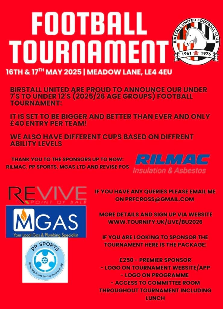Birstall United Football Tournament flyer