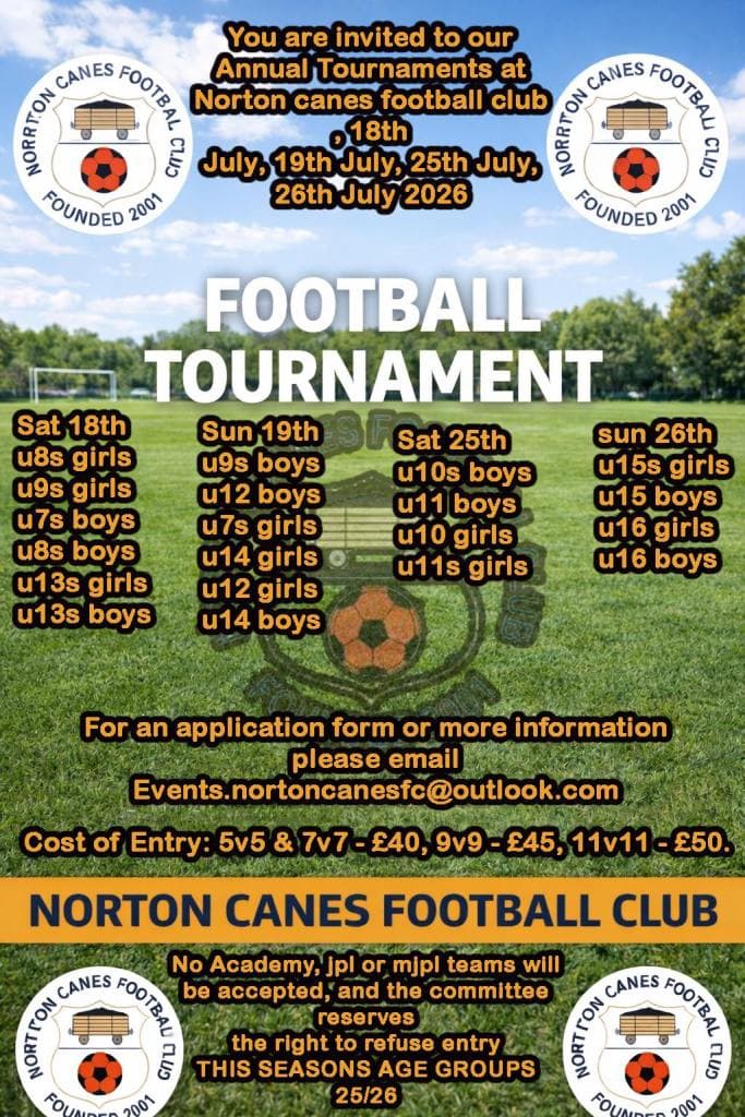 Norton Canes Football Tournament flyer