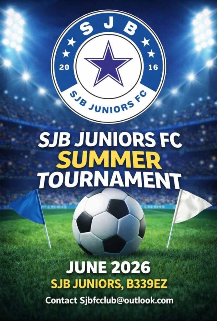 SJB Juniors FC Summer Tournament flyer