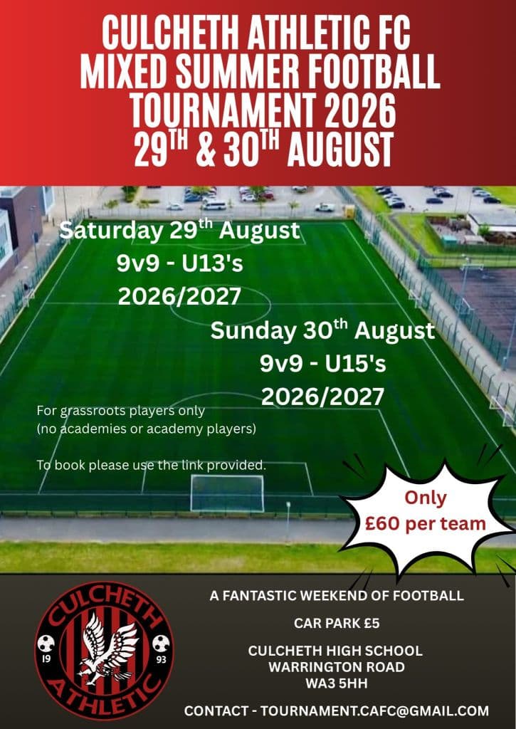 Culcheth Athletic JFC 9v9 Tournament flyer