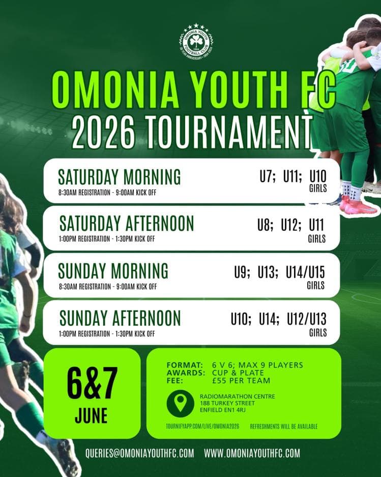 Omonia Youth FC Summer Tournament flyer