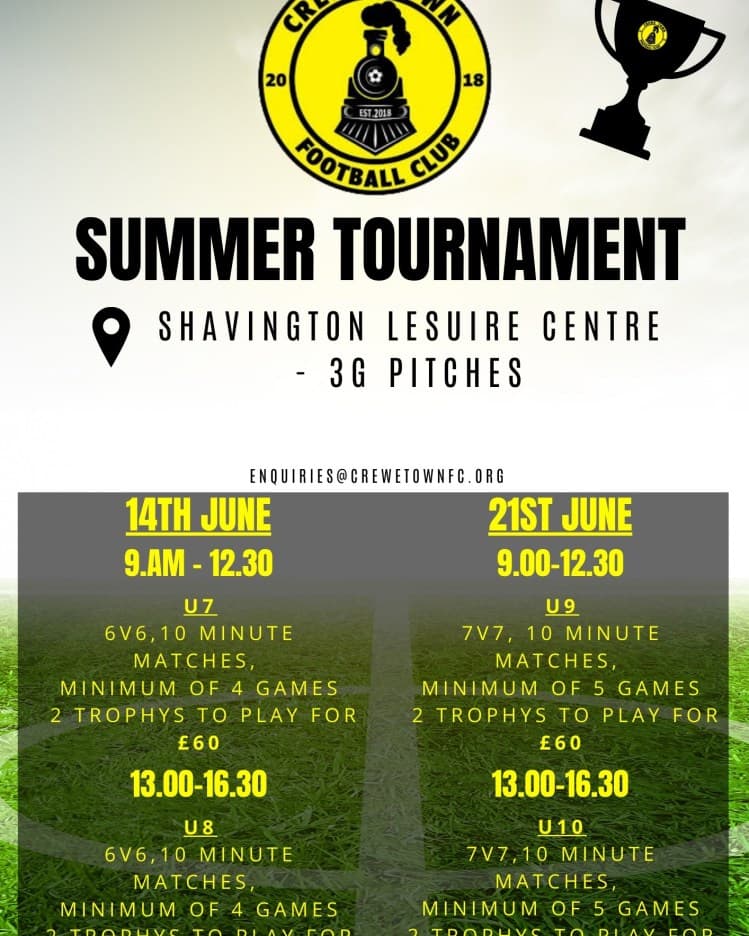 Crewe Town FC Summer Tournament flyer