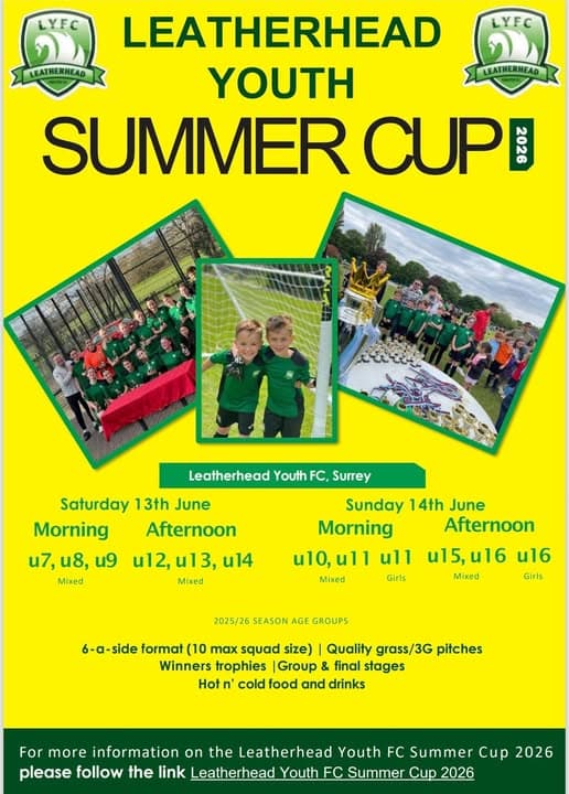Leatherhead Youth FC Summer Cup flyer