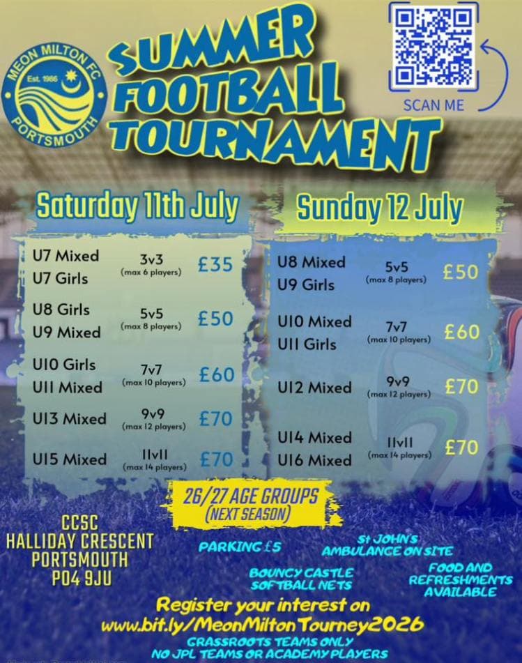 Meon Milton Youth Football Club 2026 Tournament flyer