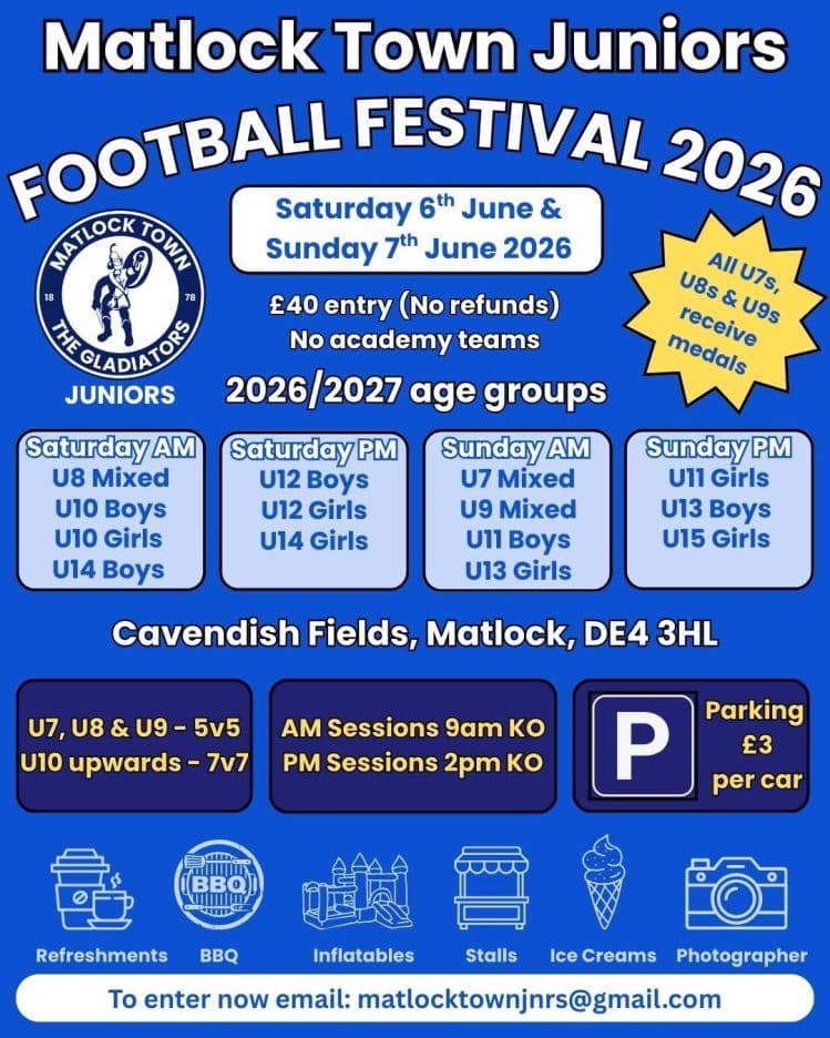 Matlock Town Juniors Football Festival flyer