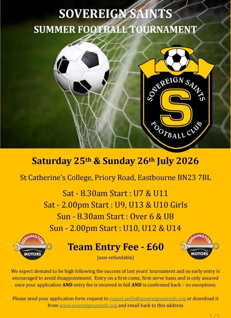 Sovereign Saints Summer Football Tournament flyer