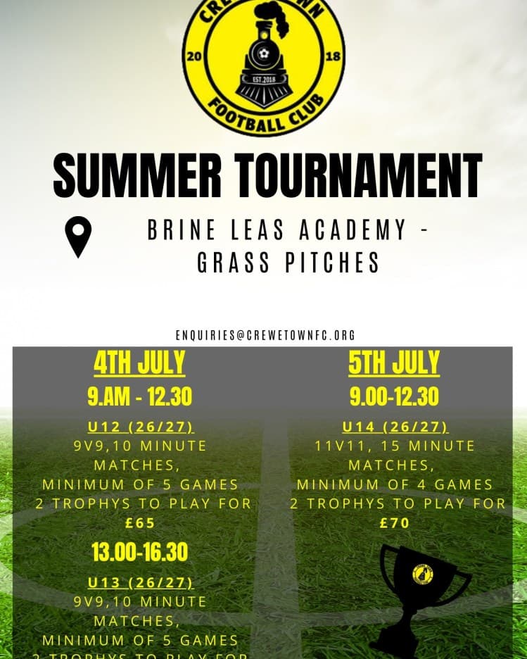 Crewe Town FC Summer Tournament flyer
