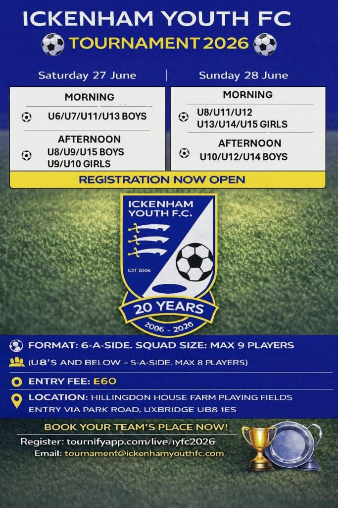 Ickenham Youth FC Summer Tournament flyer