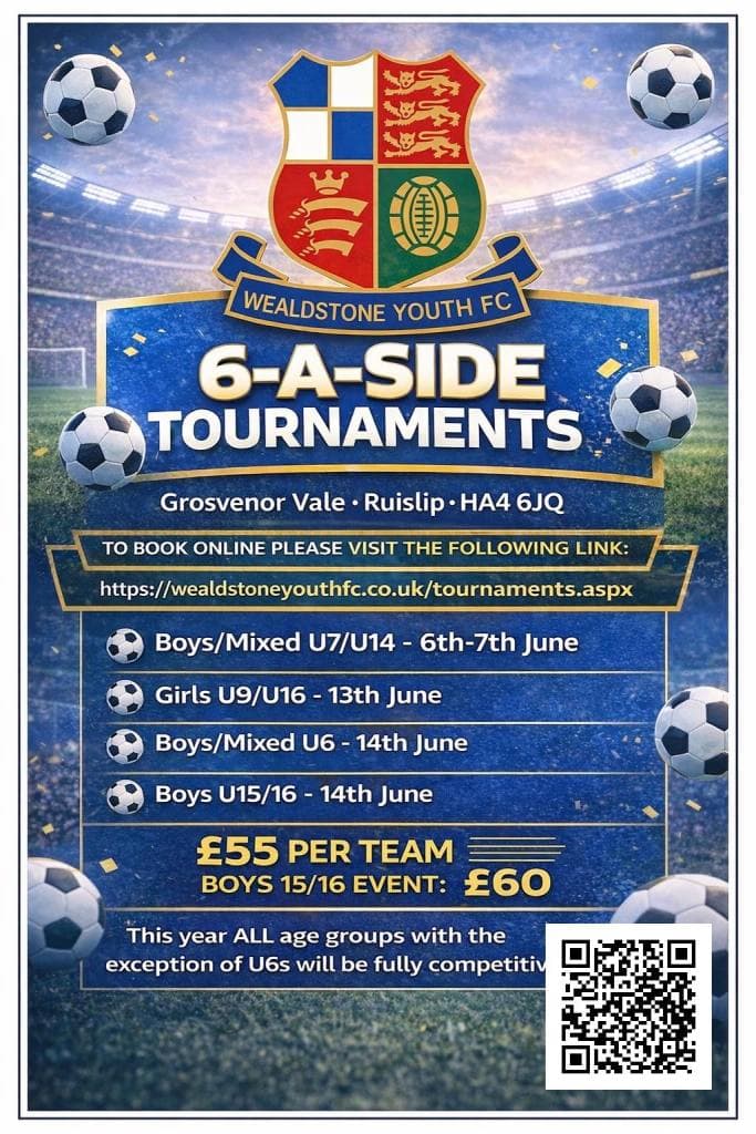 Wealdstone Youth FC Summer 6-a-Side Football Tournament flyer