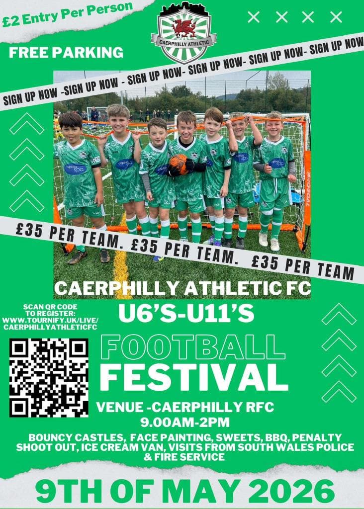 Caerphilly Athletic FC Football Festival flyer